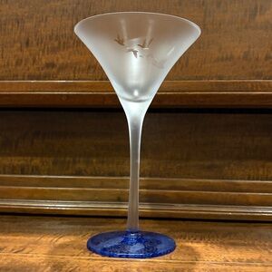 Frosted Grey Goose Martini Glass, Marbled Blue Base.